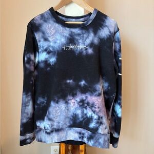 Hollister Men's Tie-Dye Crewneck Sweater - Black and Blue